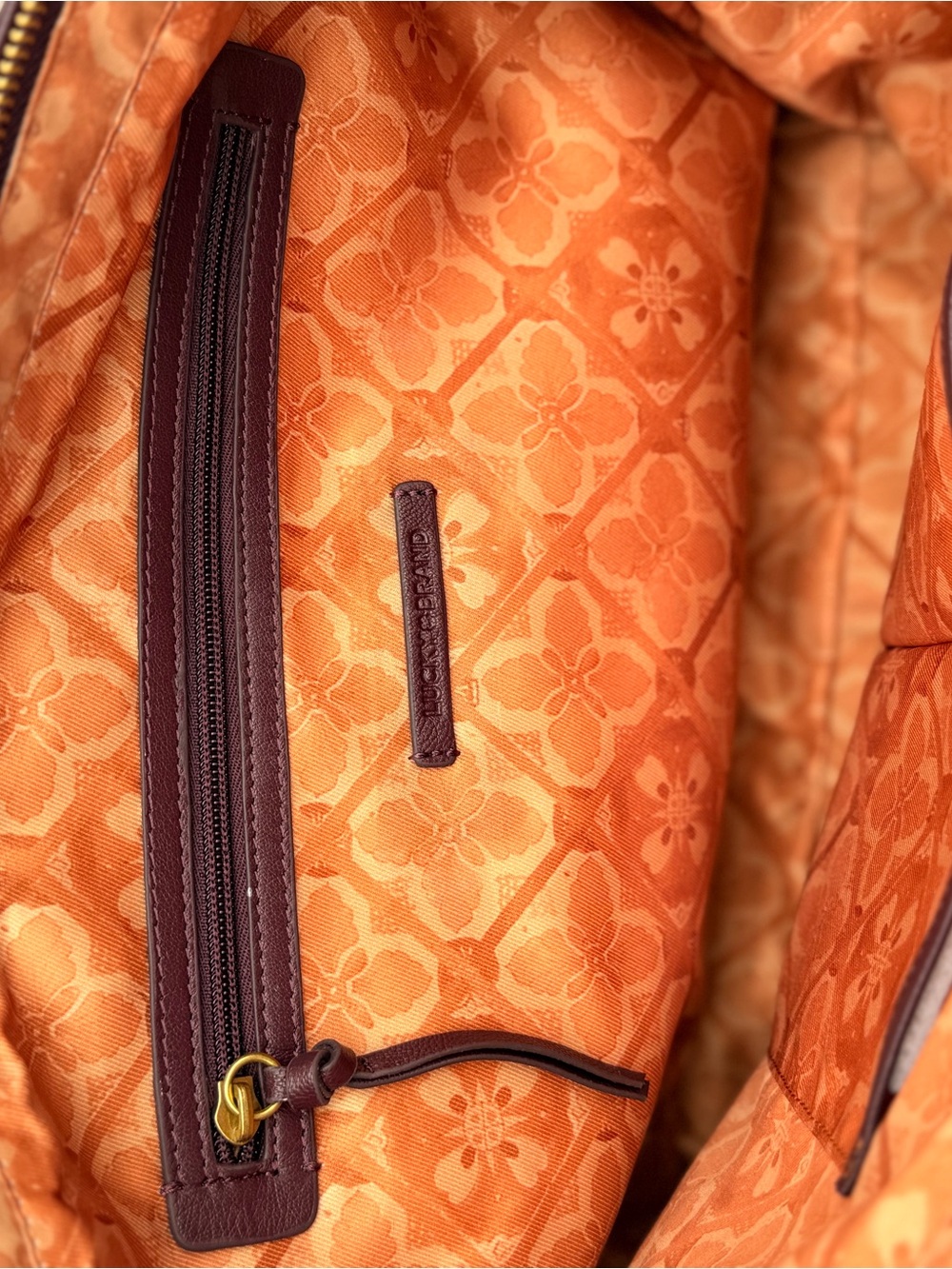 NWT Lucky Brand Burgundy Suede Leather Boho Tote Bag - Picture 3 of 15